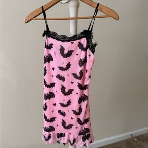 Pink Bat Print Slip Dress